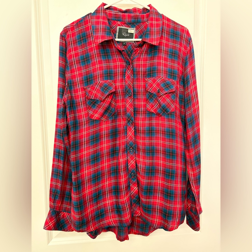 Rails Red and Blue Plaid Button-Up Shirt